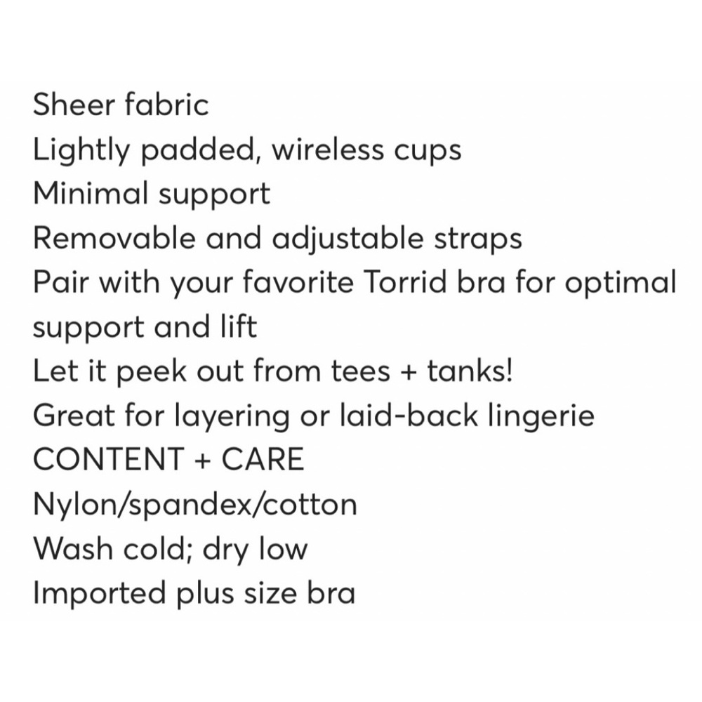 Torrid Black Padded Lace Bralette w/ or w/o Straps NWT Sz 3 (22/24) - Picture 11 of 11